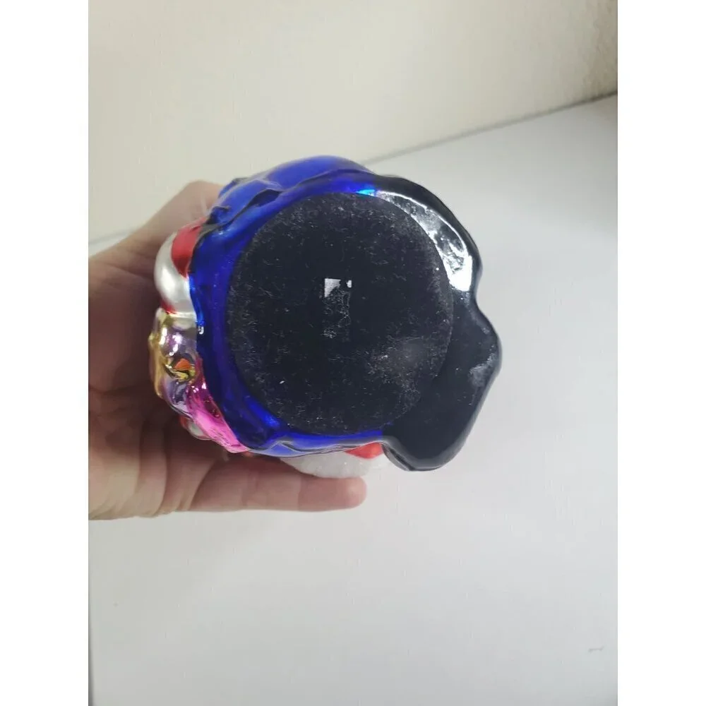 Vintage Hand blown glass Christmas Tea light holder‎ Santa holding presents